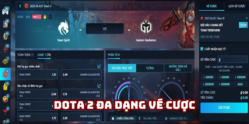 Dota 2 mang đến nhiều lựa chọn cá cược